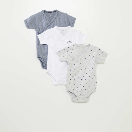 Pack de 3 bodis con escote cruzado GRIS