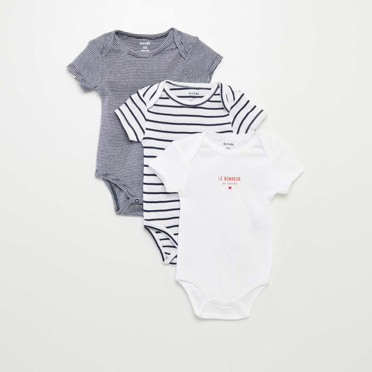 Bodies estampados de algodón - pack de 3 BLANCO