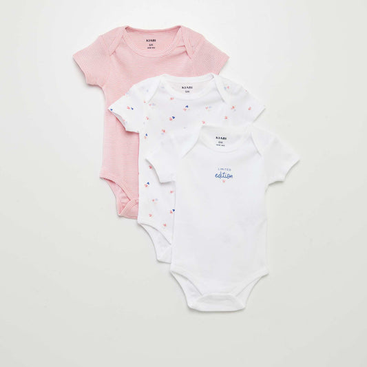 Bodies estampados de algodón - pack de 3 BLANCO