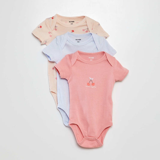 Bodies estampados de algodón - pack de 3 ROSA