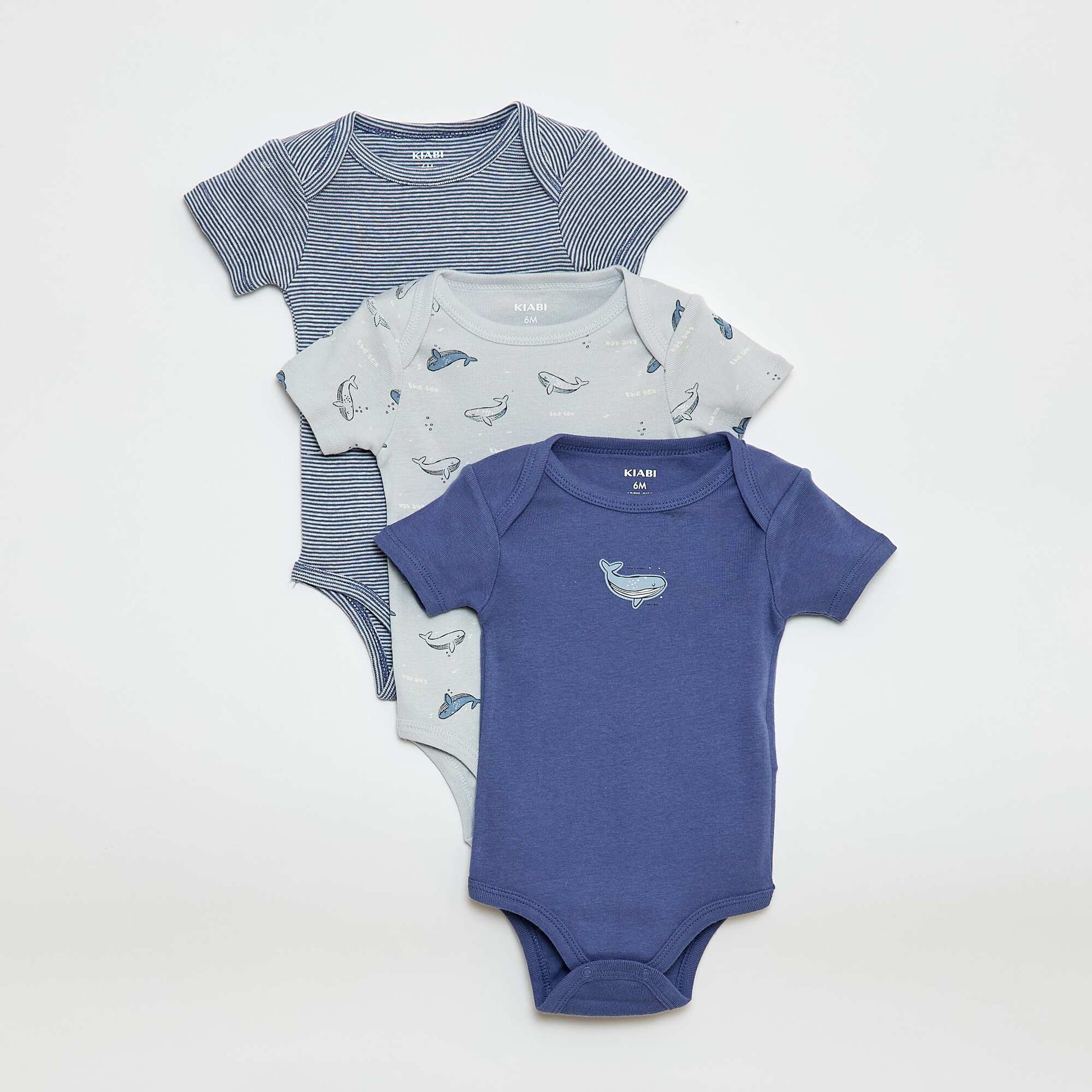 Bodies estampados de algodón - pack de 3 AZUL