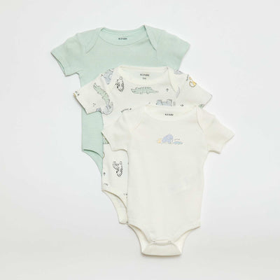 Bodies estampados de algodón - pack de 3 BLANCO