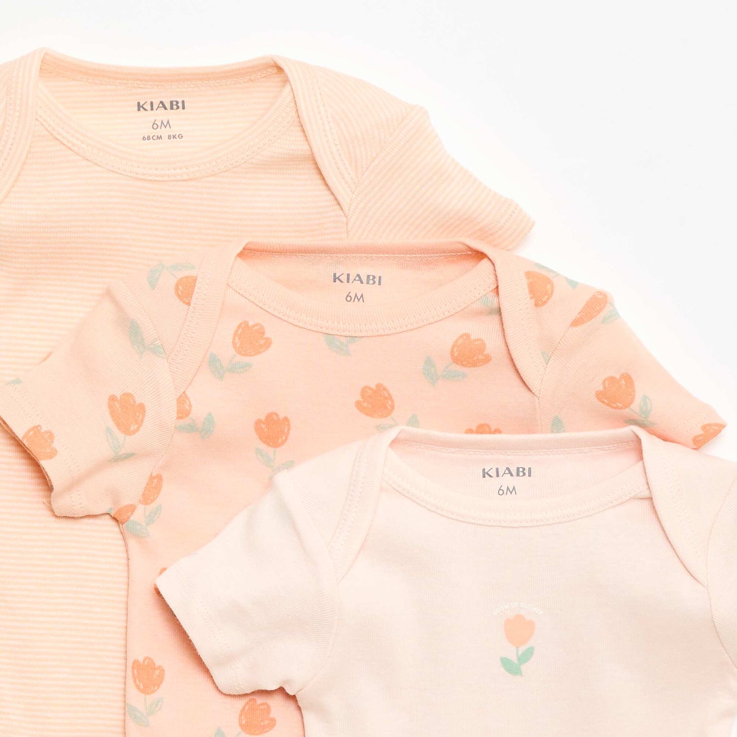 Bodies estampados de algodón - pack de 3 NARANJA