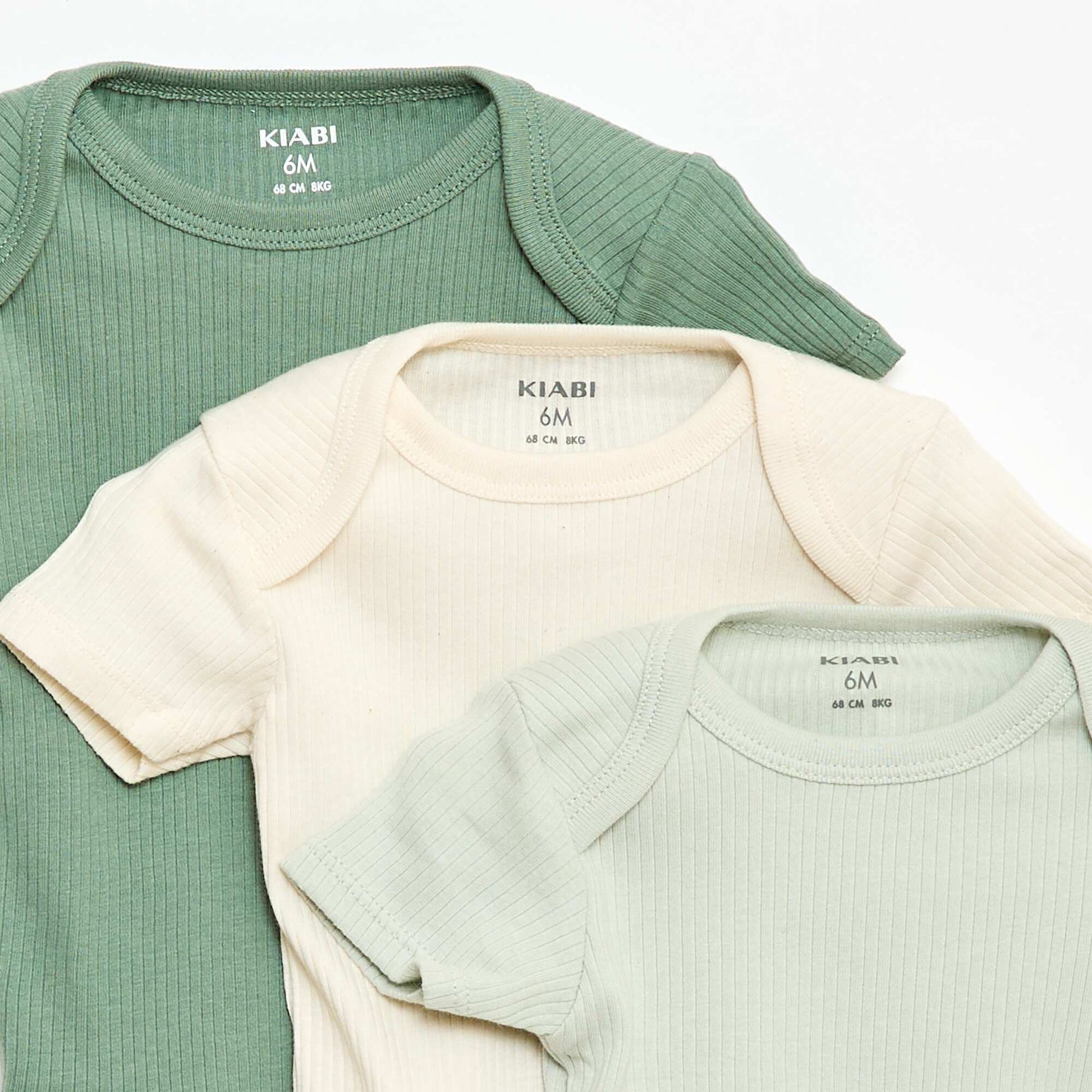 Bodie evolutivo de punto liso - Pack de 3 VERDE