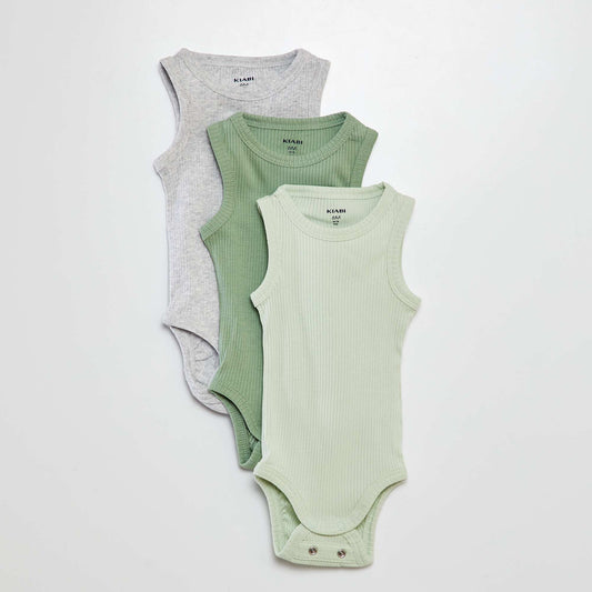 Pack de 3 bodis de tirantes lisos VERDE