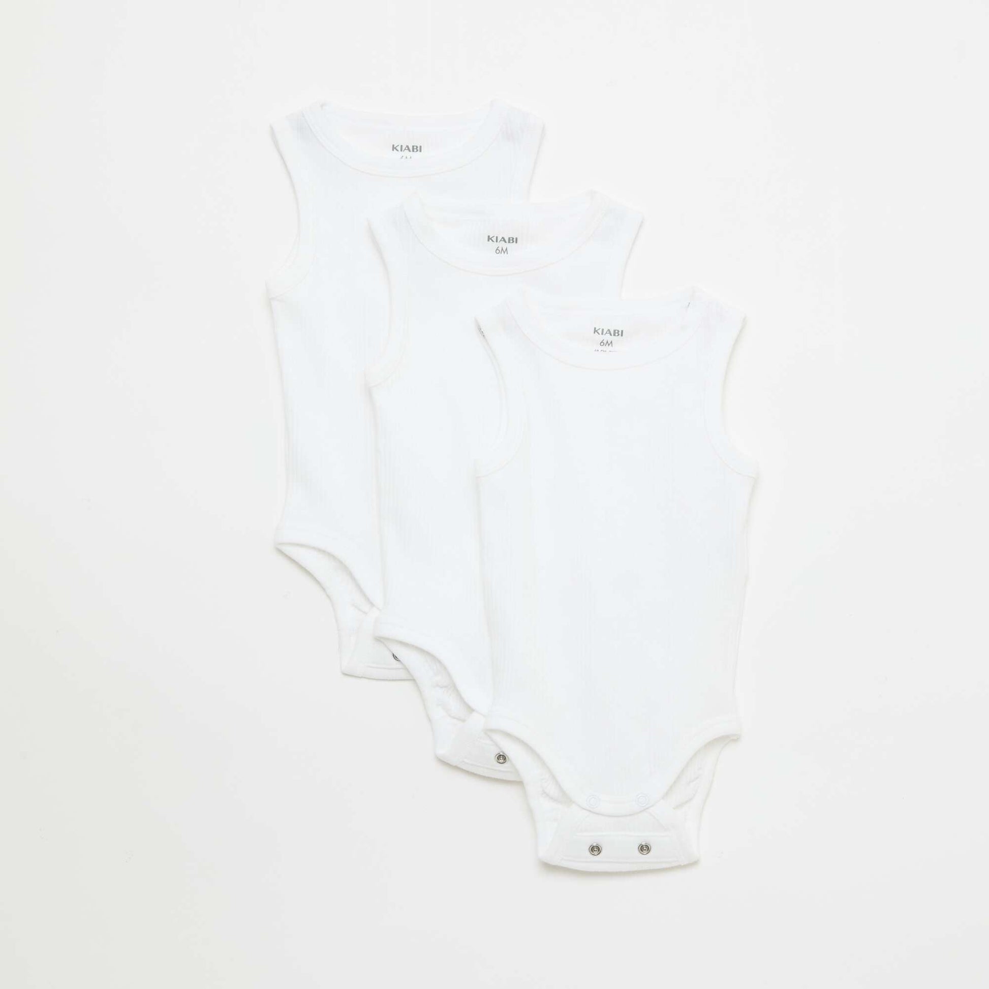 Pack de 3 bodies evolutivos de tirantes lisos BLANCO