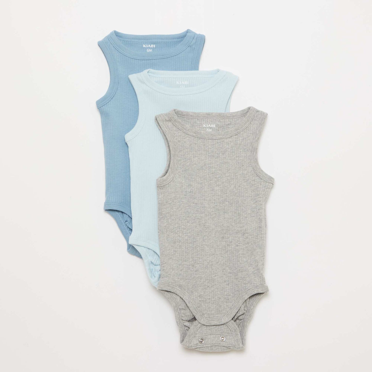 Pack de 3 bodies evolutivos de tirantes lisos AZUL