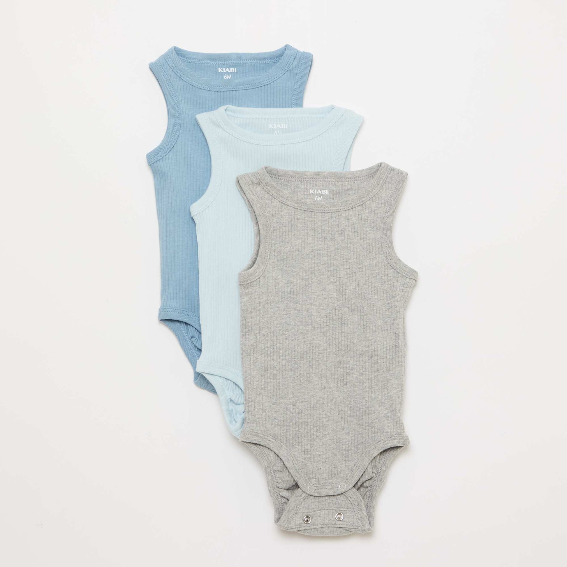 Pack de 3 bodies evolutivos de tirantes lisos AZUL