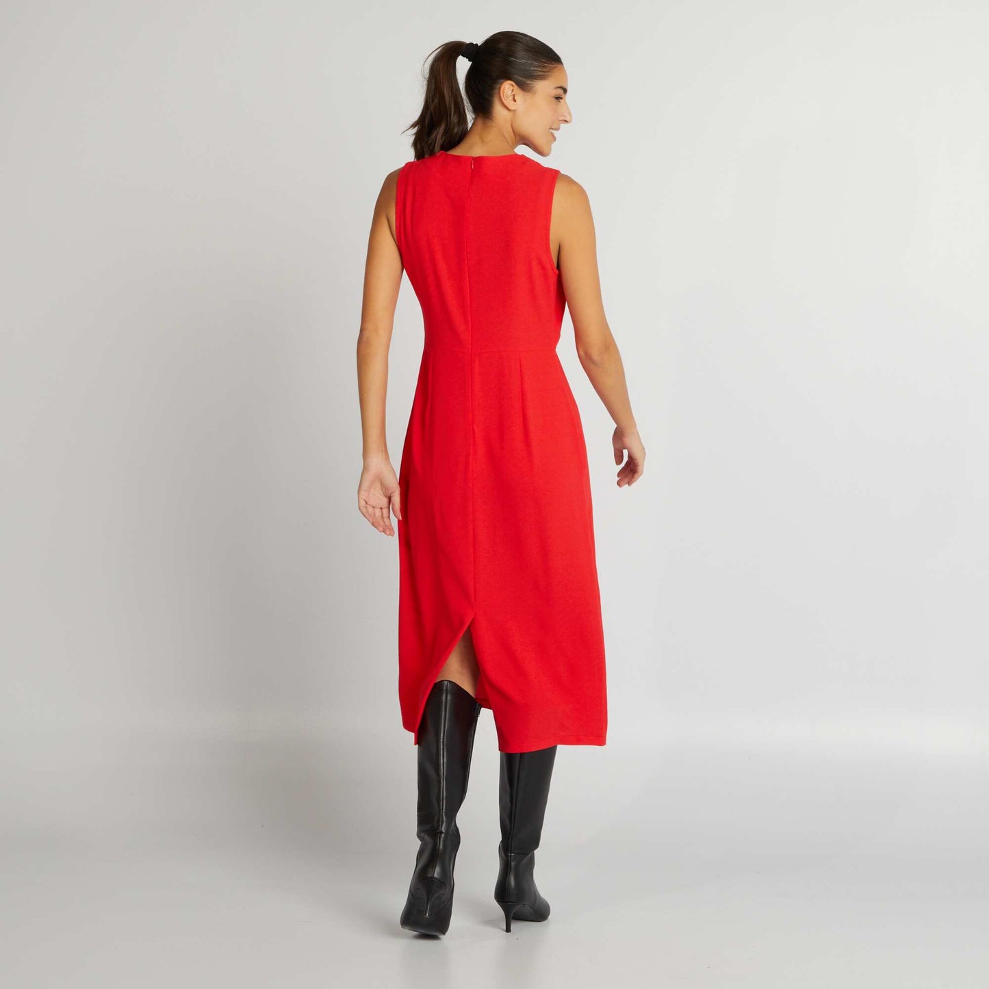 Vestido midi sin mangas ROJO