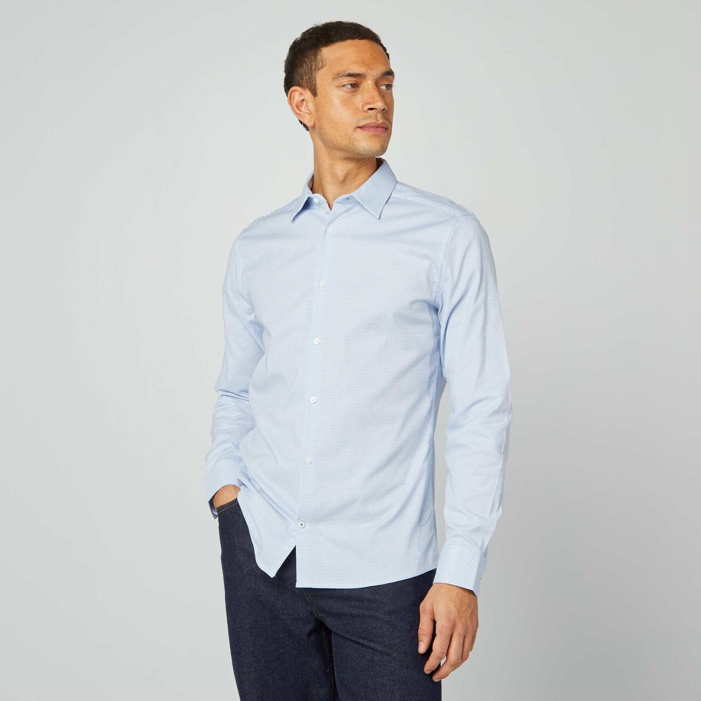 Camisa dobby corte slim BLANCO