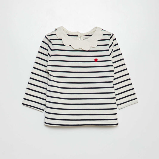 Camiseta con gorguera BLANCO