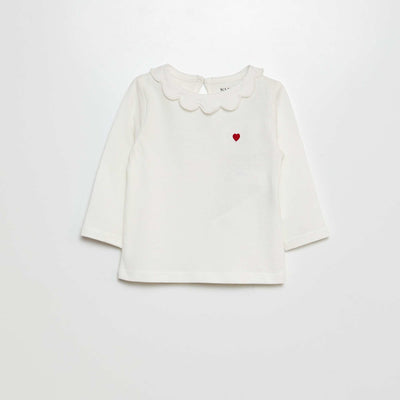 Camiseta con gorguera BLANCO