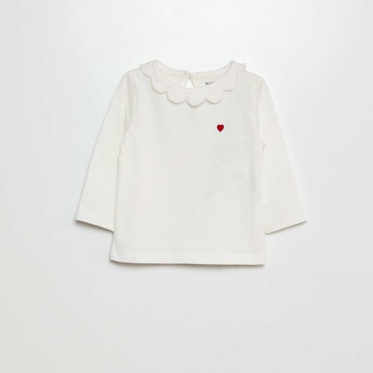 Camiseta con gorguera BLANCO