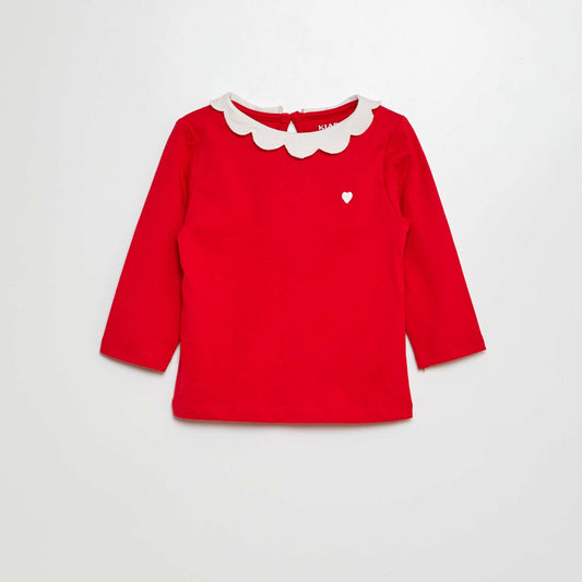 Camiseta con gorguera ROJO