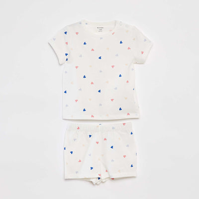 Pijama corto camiseta + short - 2 piezas BLANCO