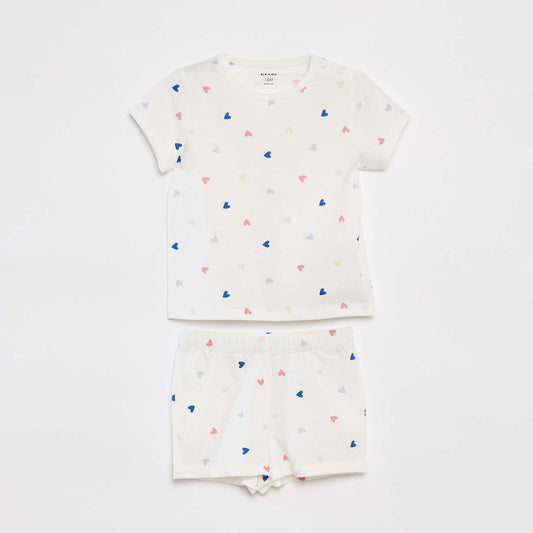 Pijama corto camiseta + short - 2 piezas BLANCO