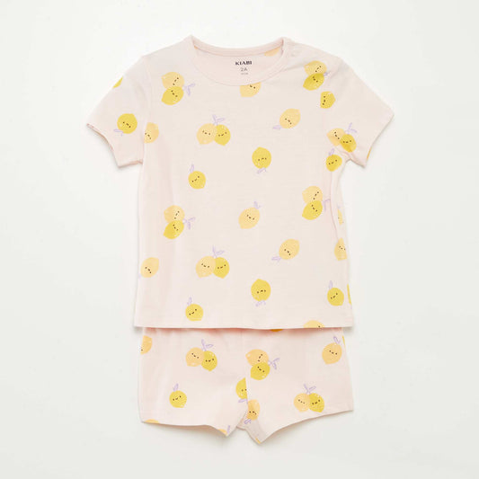 Pijama corto camiseta + short - 2 piezas ROSA