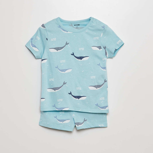 Pijama corto camiseta + short - 2 piezas AZUL