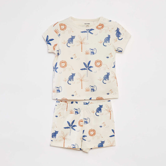 Pijama corto camiseta + short - 2 piezas BEIGE
