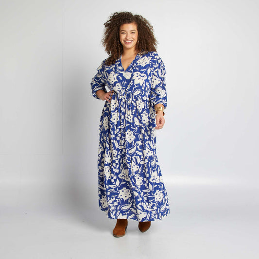 Vestido largo con estampado AZUL