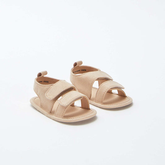 Sandalias de tela con velcros BEIGE
