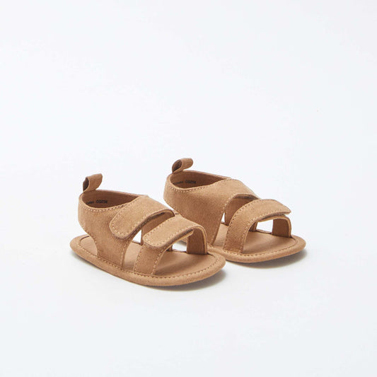 Sandalias de tela con velcros MARRON