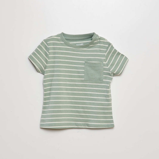 Camiseta con bolsillo en el pecho VERDE