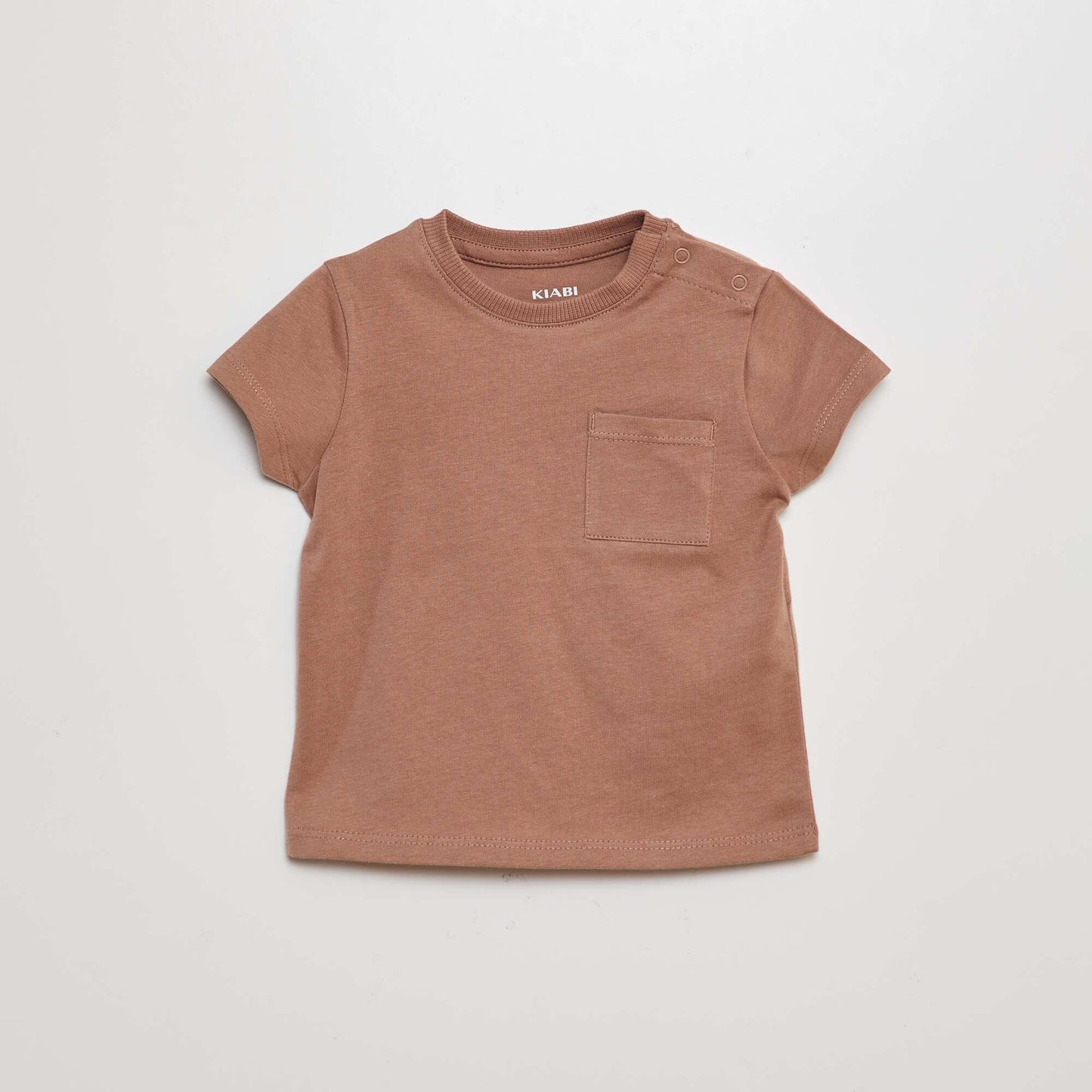 Camiseta lisa de manga corta MARRON
