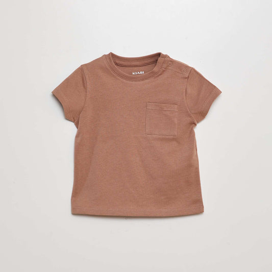 Camiseta lisa de manga corta MARRON