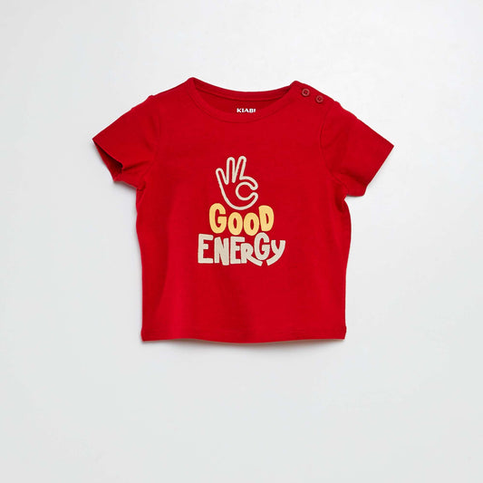 Camiseta estampada de manga corta ROJO