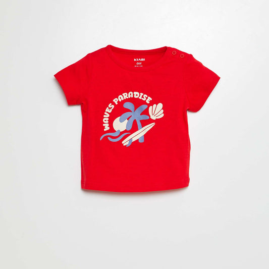 Camiseta estampada de manga corta ROJO