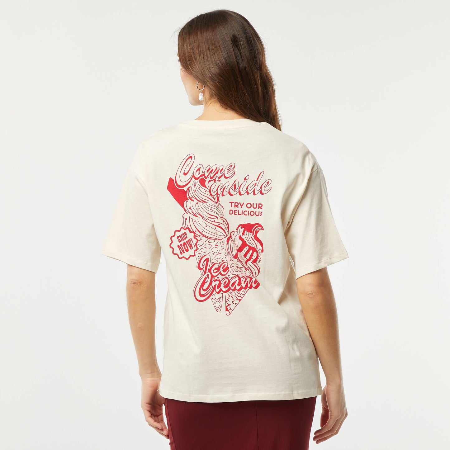 Camiseta de punto estampada de manga corta BLANCO