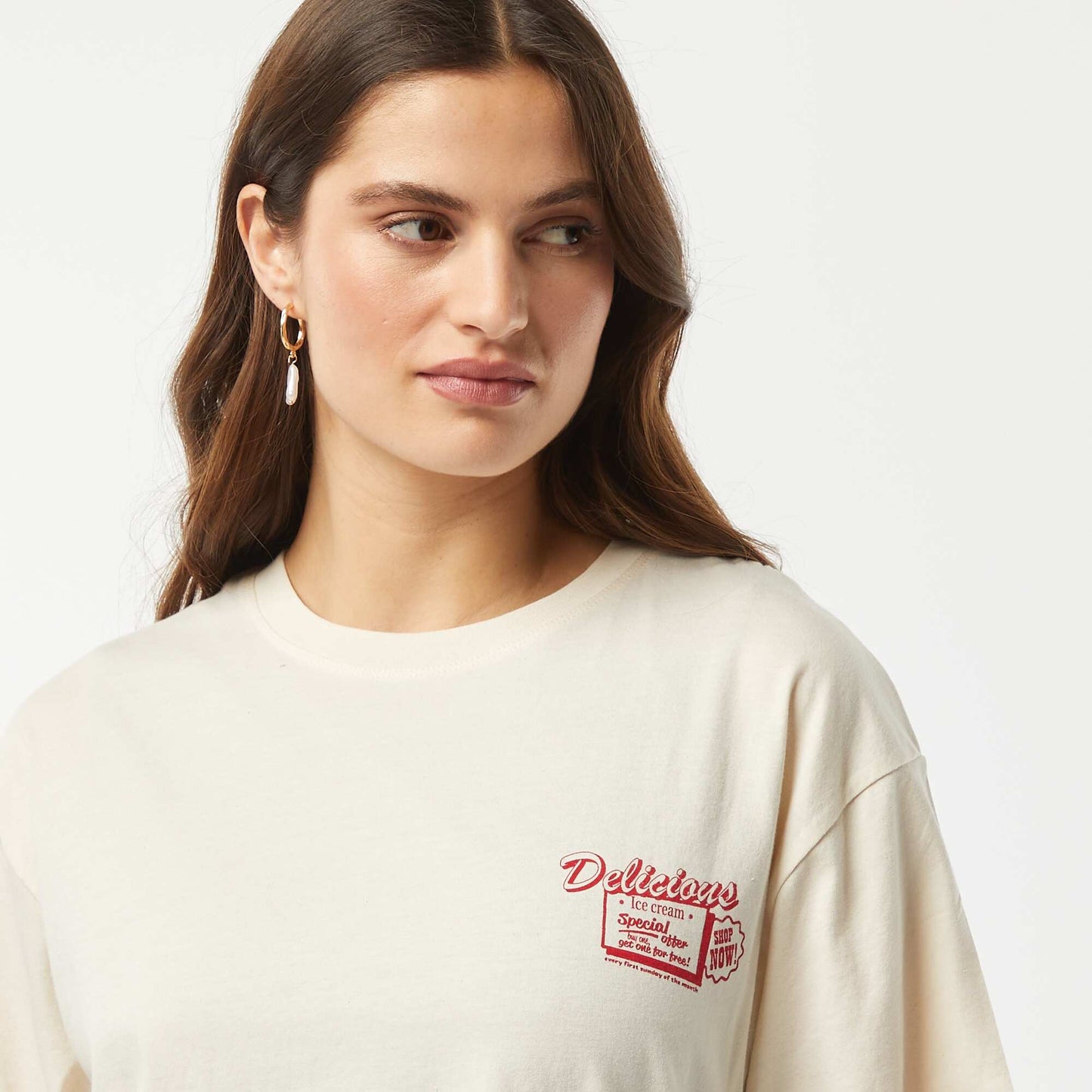 Camiseta de punto estampada de manga corta BLANCO
