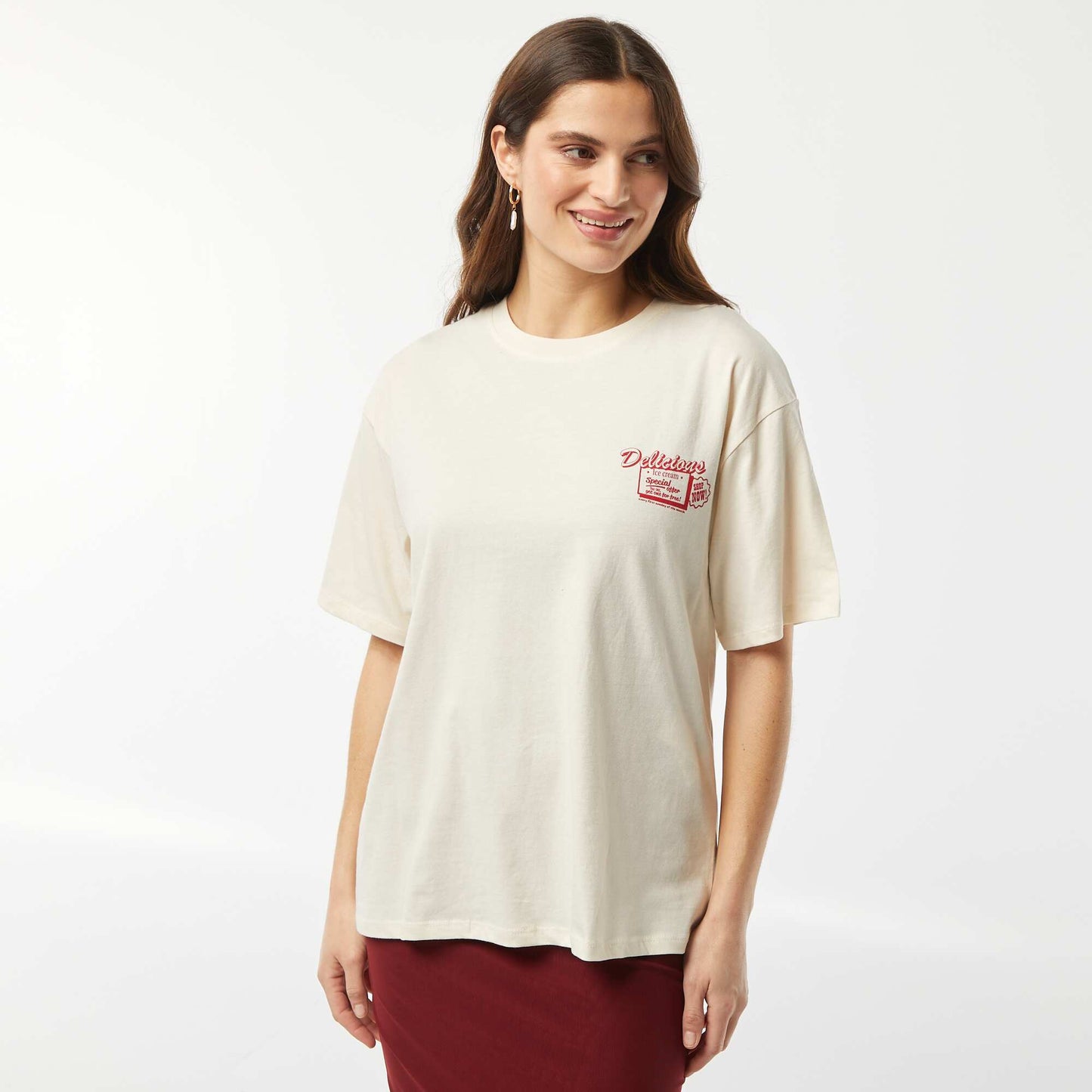 Camiseta de punto estampada de manga corta BLANCO