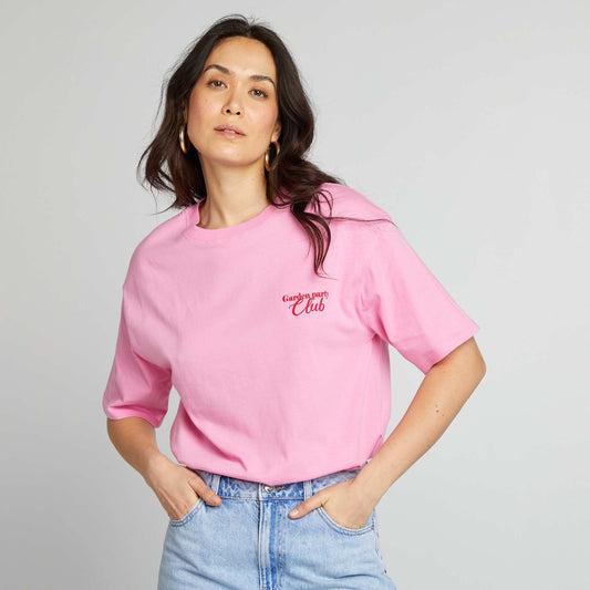 Camiseta de punto estampada de manga corta ROSA