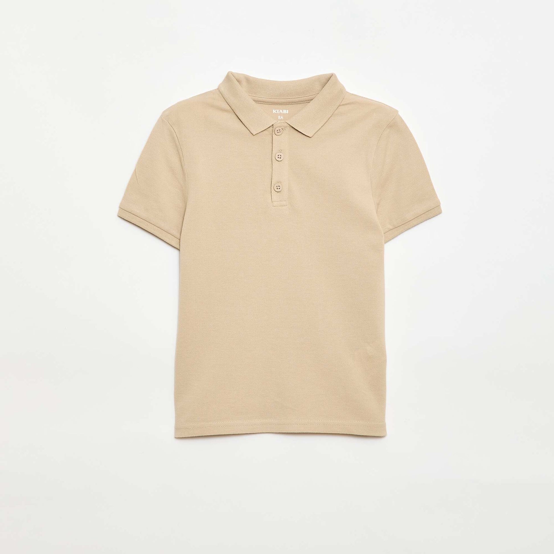 Remera liso de punto de piqué BEIGE