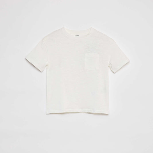 Camiseta lisa con bolsillo BLANCO