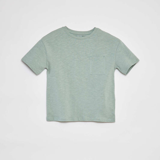 Camiseta lisa con bolsillo VERDE