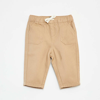 Pantalón jean con cintura elástica BEIGE