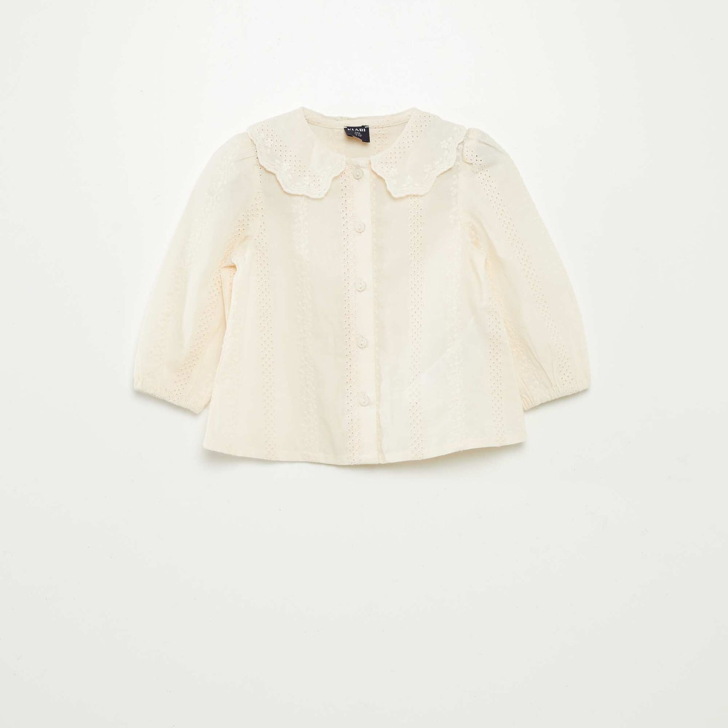 Blusa de gasa de algodón con bordado inglés BLANCO