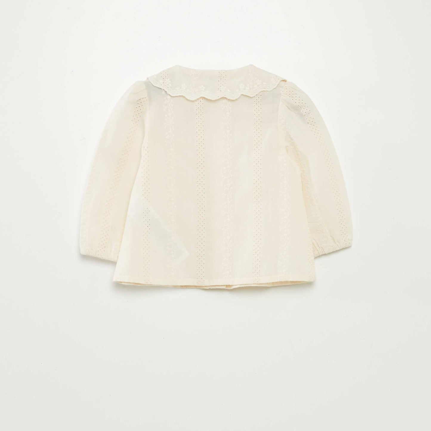 Blusa de gasa de algodón con bordado inglés BLANCO