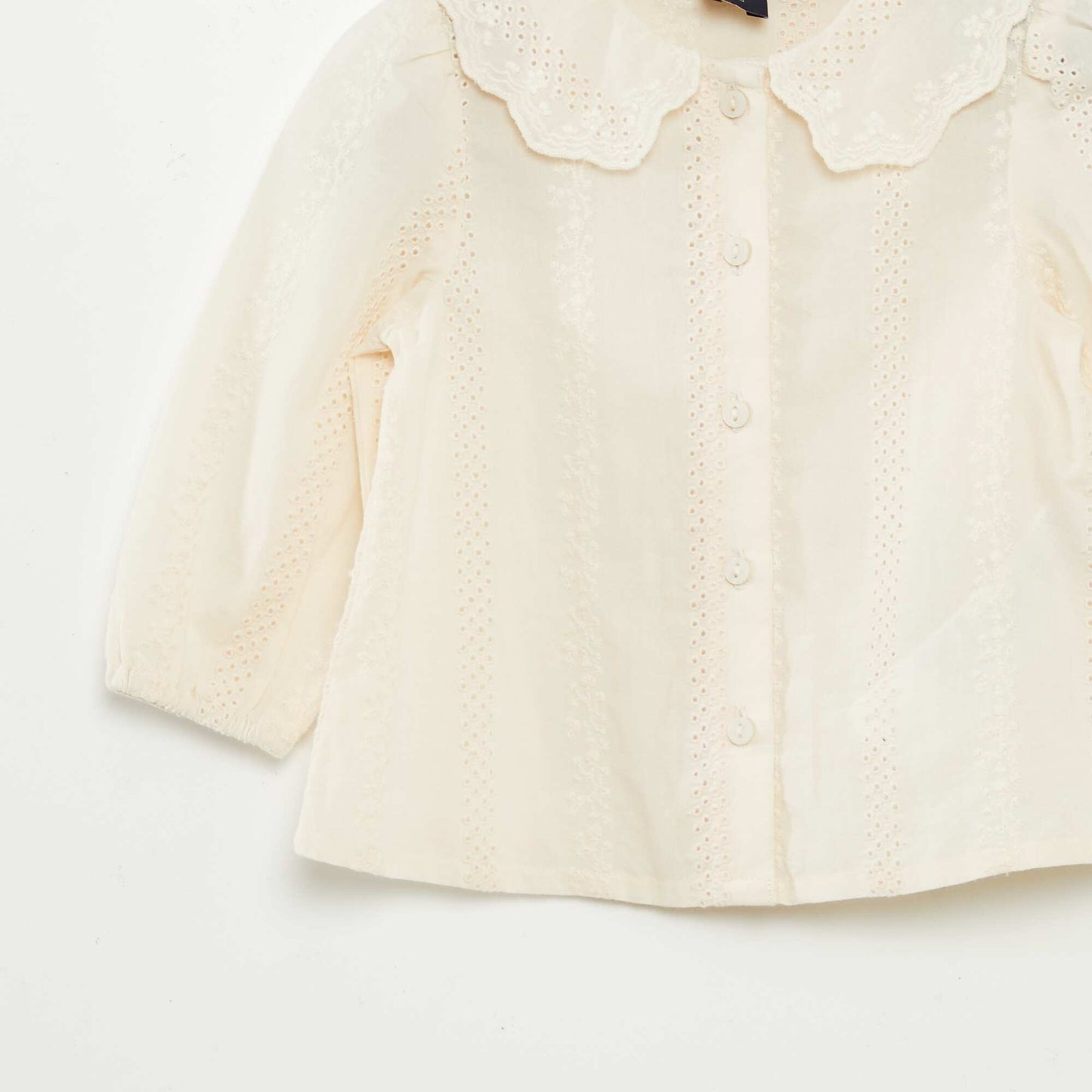Blusa de gasa de algodón con bordado inglés BLANCO