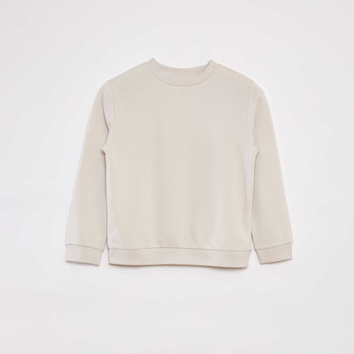 Buzo lisa de chándal con cuello redondo BEIGE
