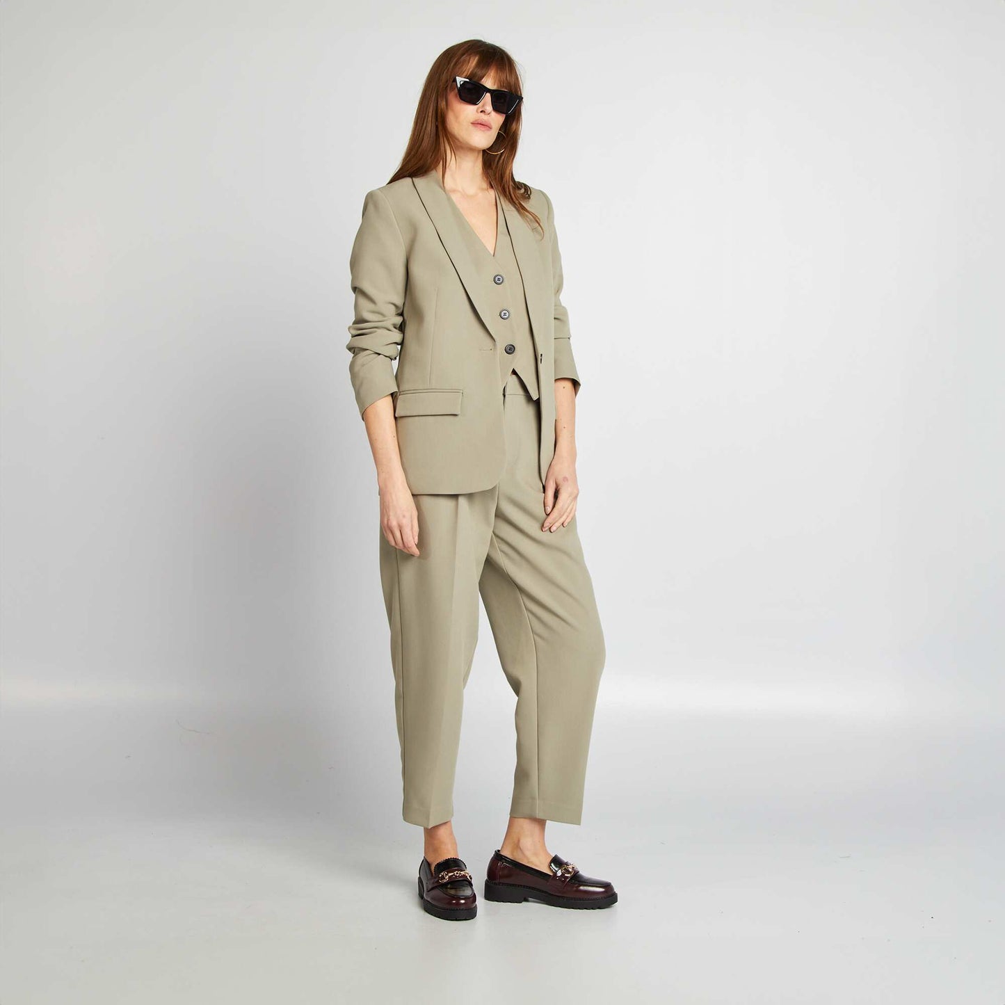 Pantalón de traje tobillero VERDE