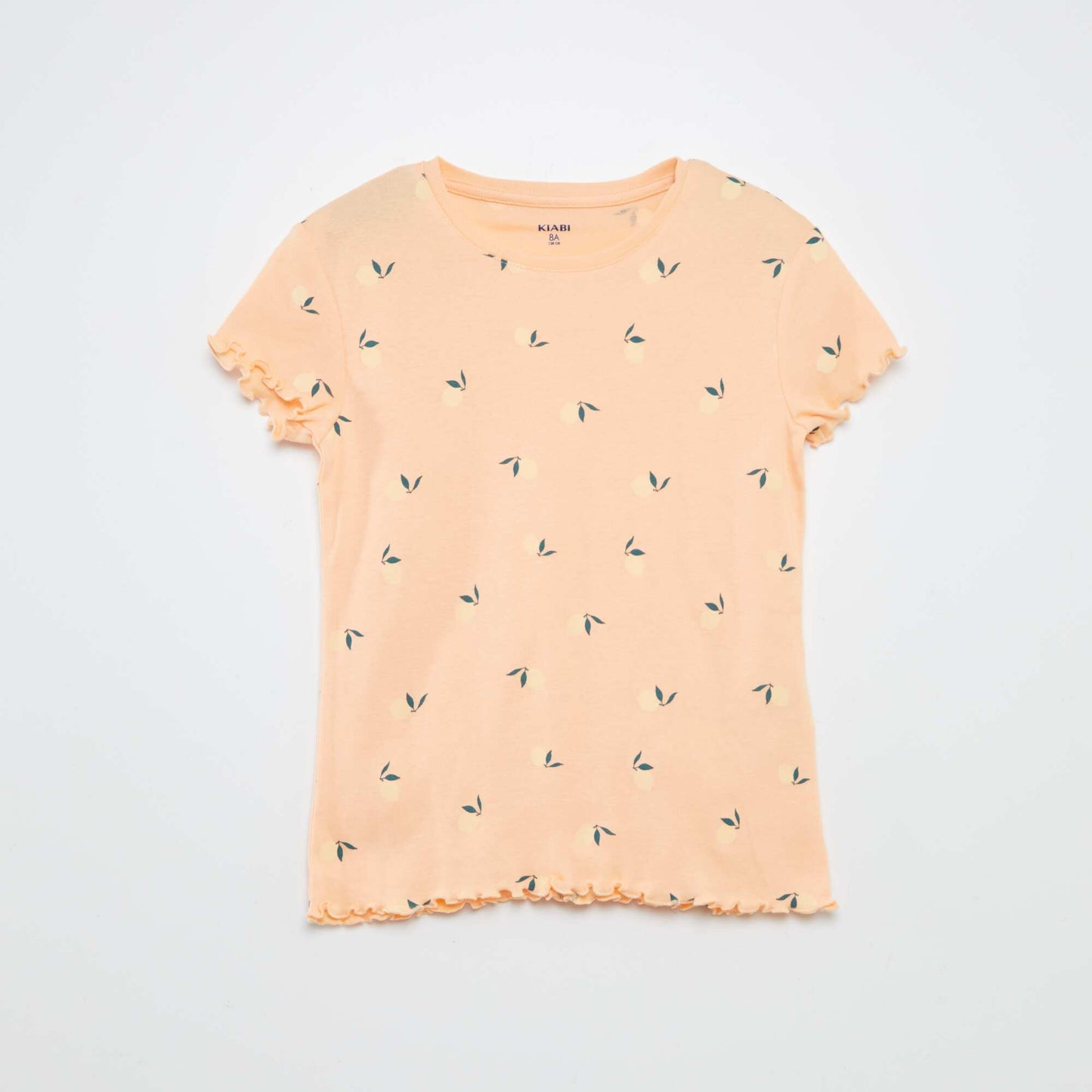 Pijama con camiseta + short con estampado y bordes festoneados - 2 piezas NARANJA