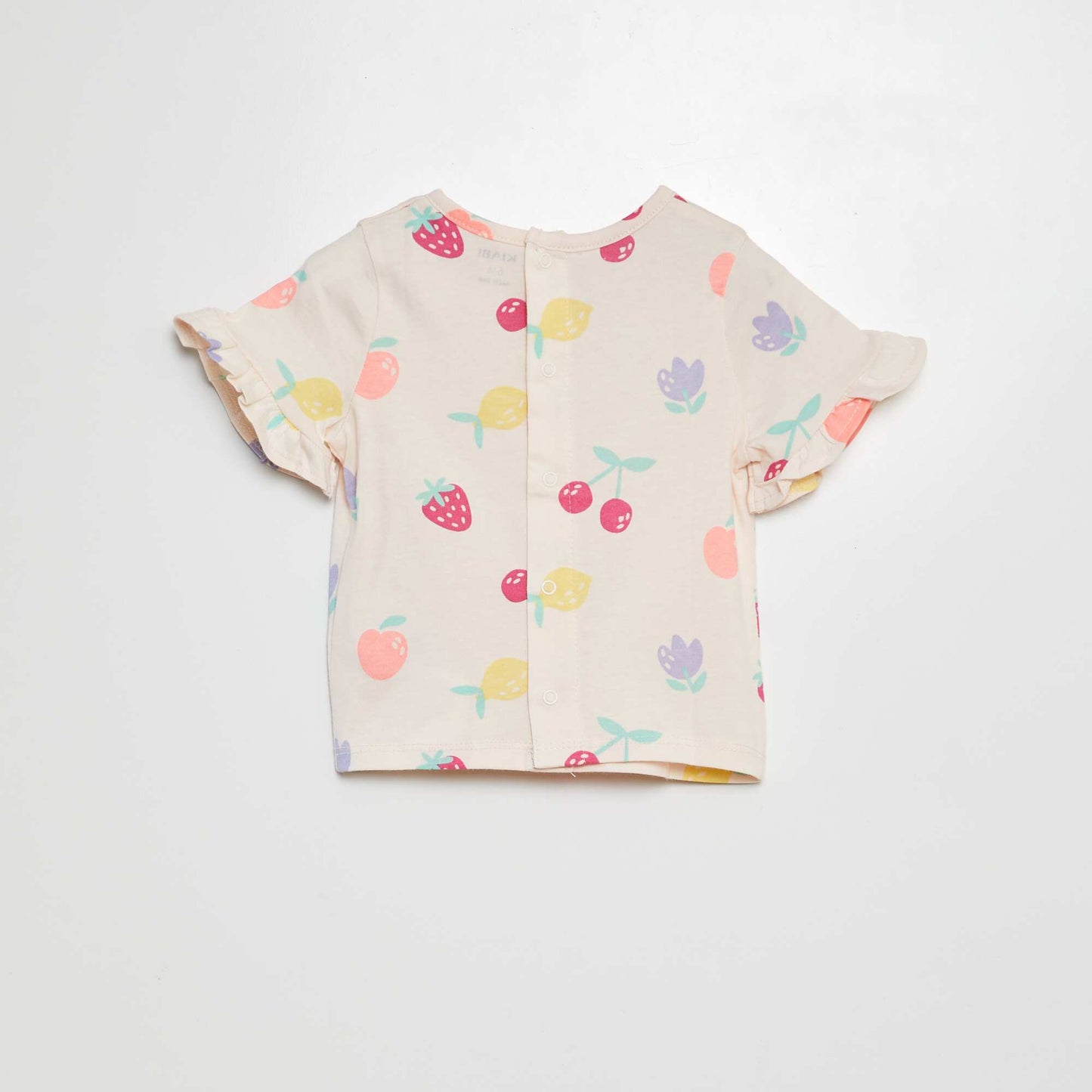 Camiseta estampada de manga corta con volantes ROSA