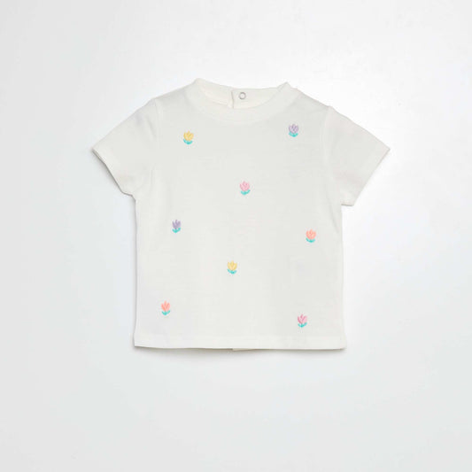 Camiseta con motivos bordados BLANCO