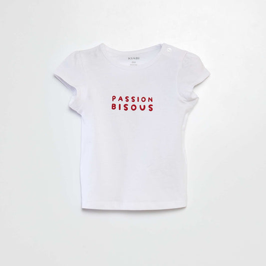 Camiseta estampada de algodón BLANCO