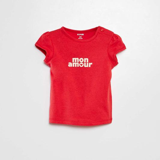 Camiseta estampada de algodón ROJO