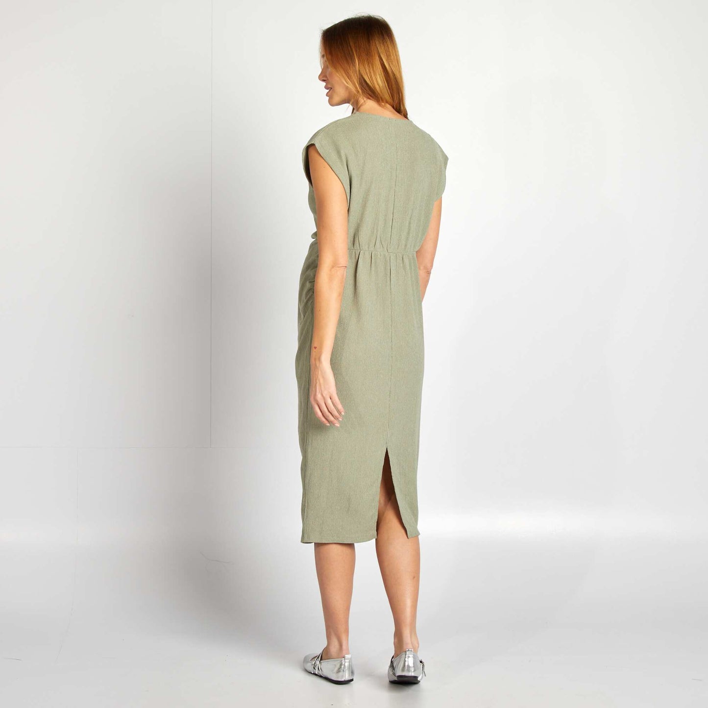 Vestido de punto de crepé midi VERDE